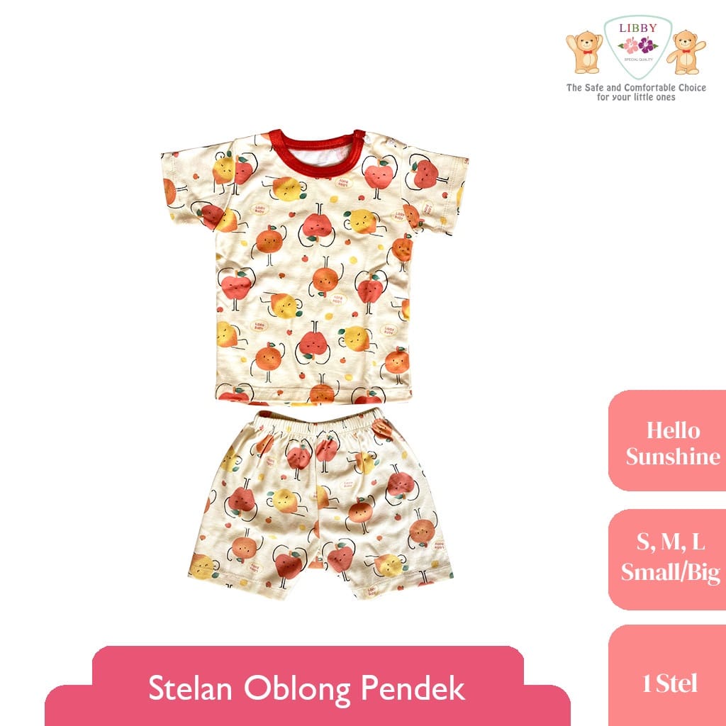 Libby Stelan Oblong Lengan Pendek Celana Pendek - Hello Sunshine Series (isi 3 Pcs) LB-SOPDK