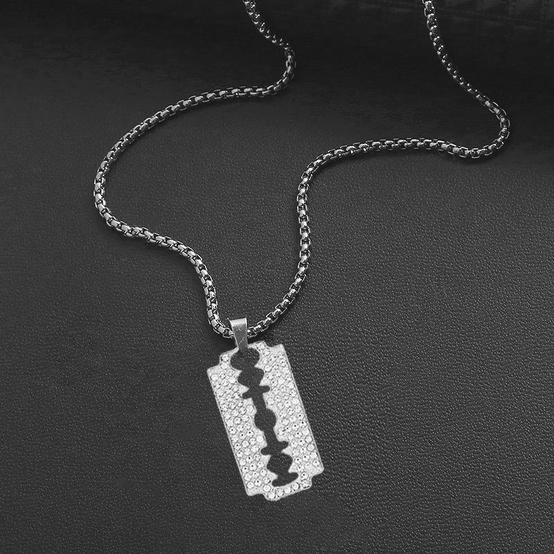 New elegant fashion full diamond blade design necklace pendant necklace accessories