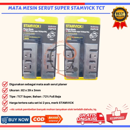 Mata pisau mesin ketam stamvick super TCT Baja 72% Mata Ketam Mesin Serut Planner Tjap Mata