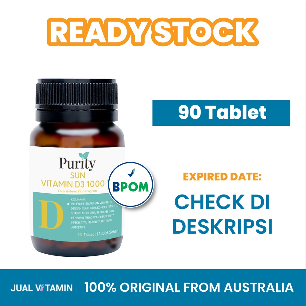 [Halal]Purity Vitamin Purity Sun Vitamin D3 1000 IU 90 Tablet-Vitamin Australia Natural