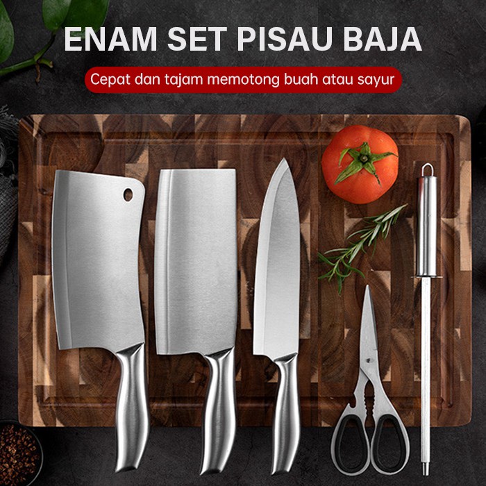 GM Bear Pisau Dapur Set (5 in 1) Stainless Steel 1311 - Kitchen Knife Set Stainless 5psc