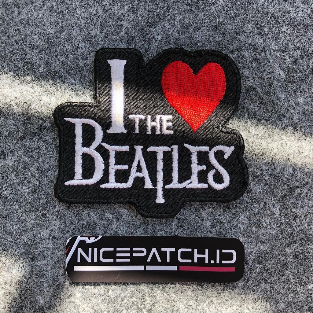 Patch Band i love the Beatles Emblem Bordir Jahit Band UK legend Ringgo Starr John Lennon Emblem Bor