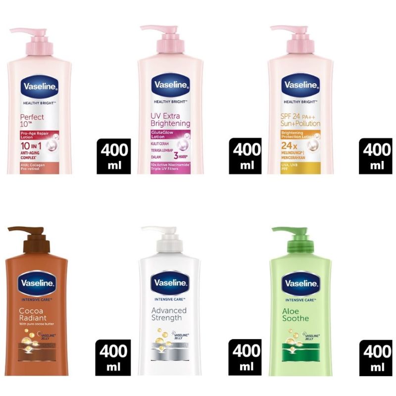 vaseline perfect 10 advance streght aloevera spf24 healtybright 400ml