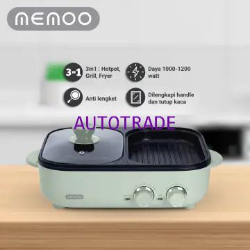 MEMOO 1.5 LTR MULTI COOKER 3 IN 1 MEMOO HOTPOT GRILL FRYER 3 IN 1