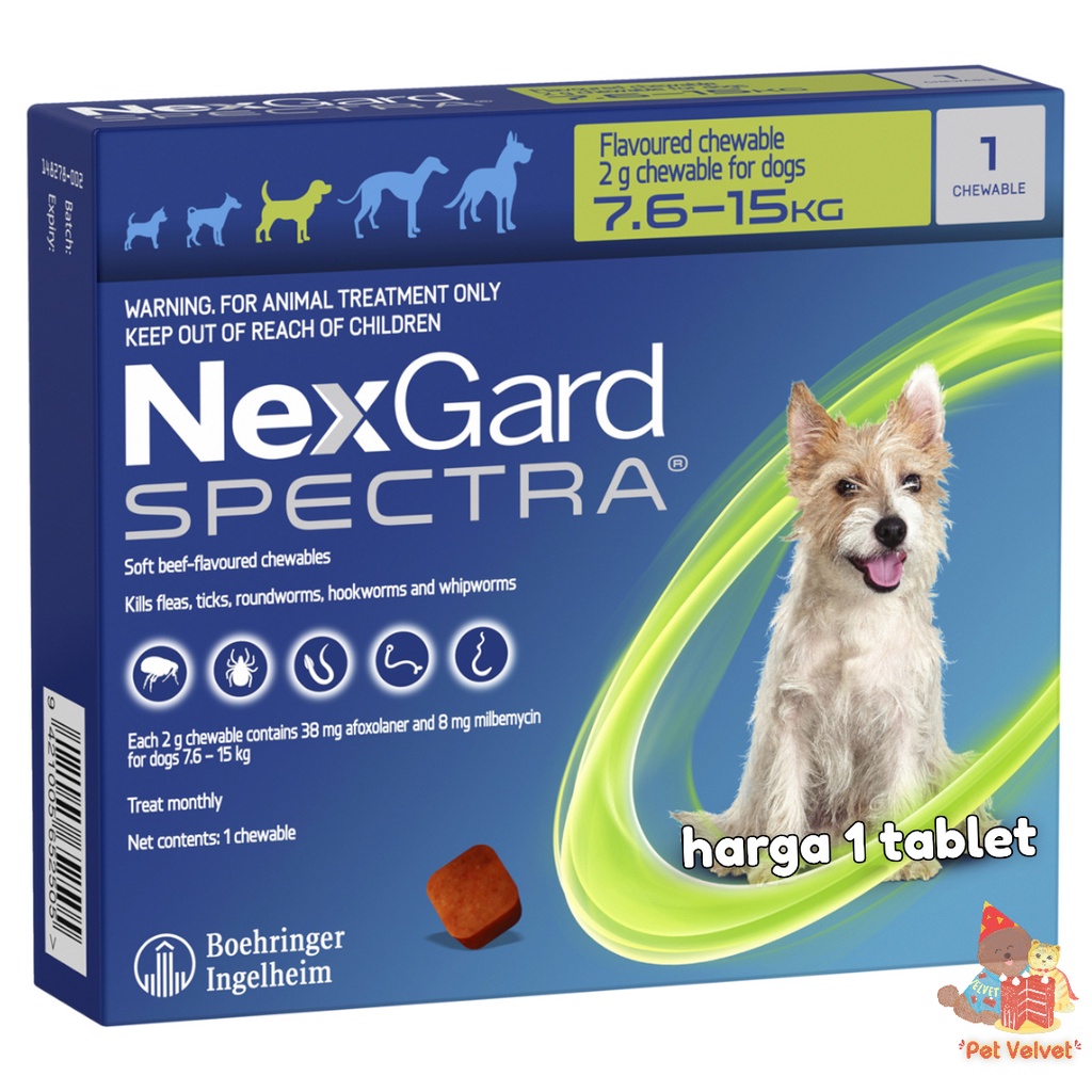 Jual Nexgard Spectra Obat Kutu Cacing Anjing Size M Kg