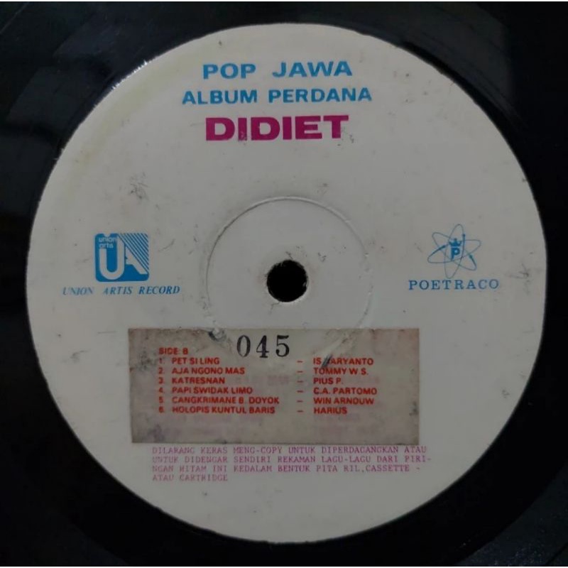 Vinyl Piringan Hitam PH 12&quot; Pop Jawa Album Perdana Didiet