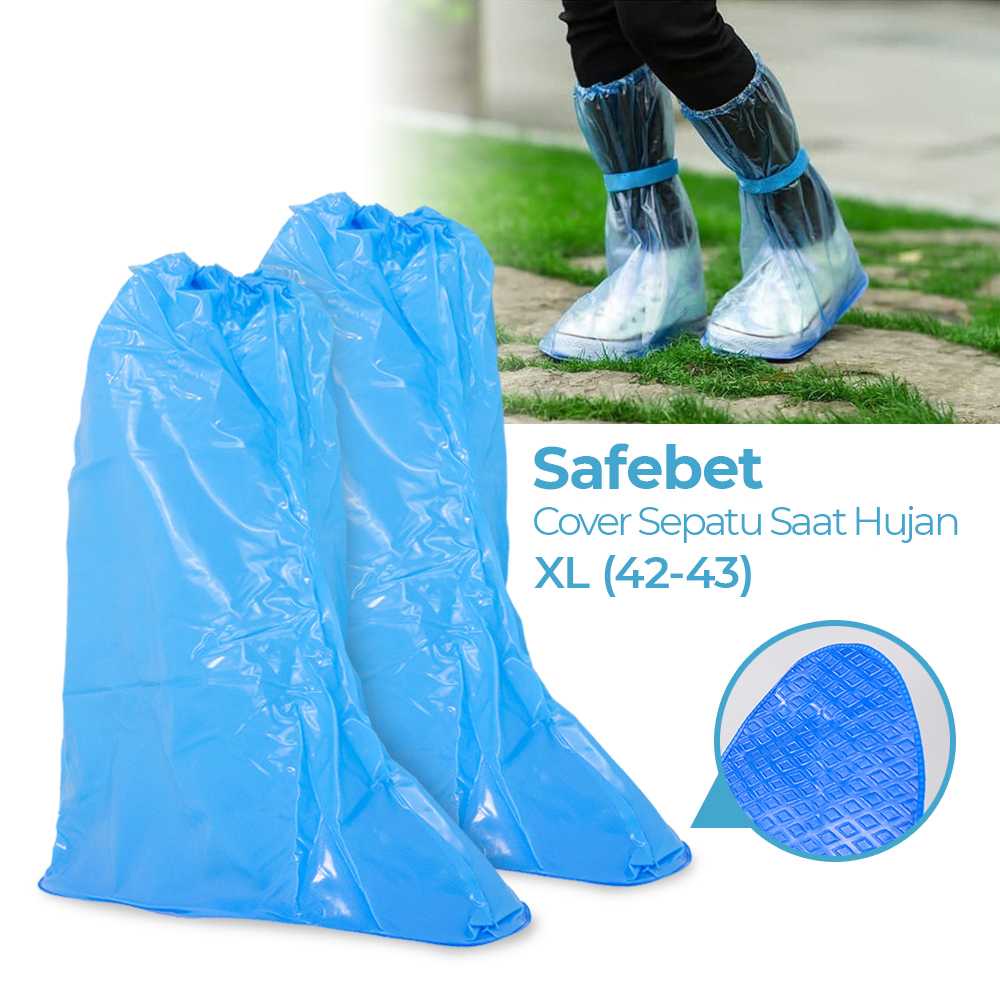 Cover Sepatu Anti Air &amp; Hujan Waterproof Shoe Protector Material PVC Elastis Safebet - OMTP2TBL