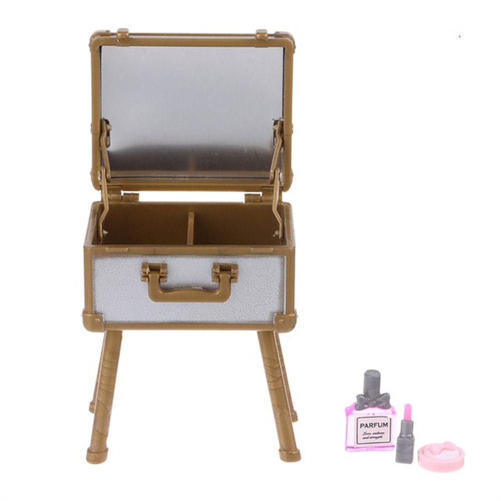 NEEDWAY Needway Simulasi Kosmetik Case DIY Craft Gadis Hadiah Furniture Model Mainan Miniatur Ornamen Aksesoris Rumah Boneka Furniture Mainan Air Cushion Mirror