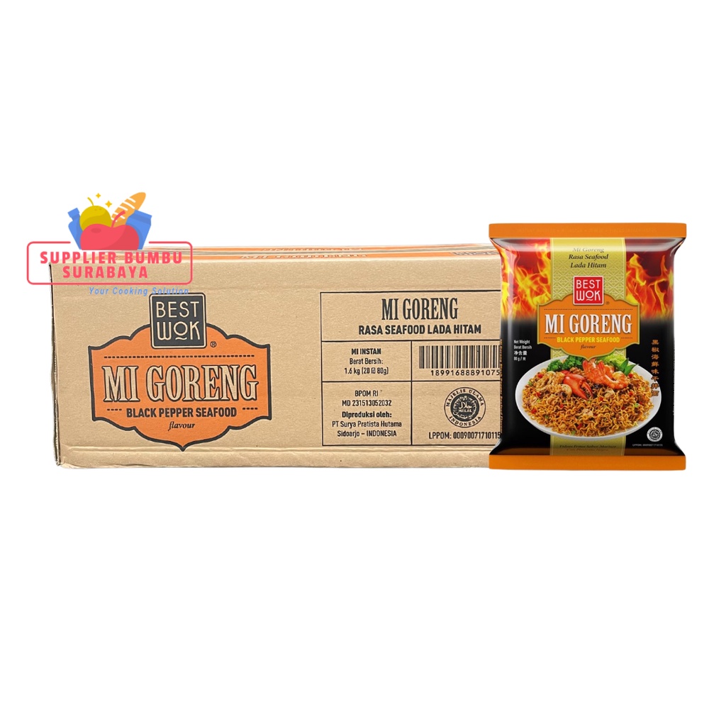 Best Wok Mie Instant Goreng Original Hot Spicy Blackpepper Seafood Mi Instan Bestwok 85g Kemasan BOX isi 20 pcs