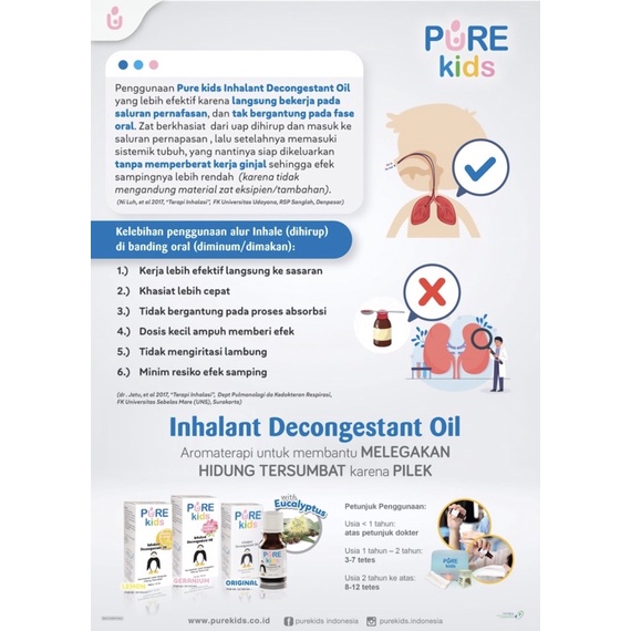 Pure kids baby inhalant decongestant oil 10ml  &amp; Paket Pure Kids Inhalant Decongestant Original + Tungku Aromatheraphy untu batuk pilek anak
