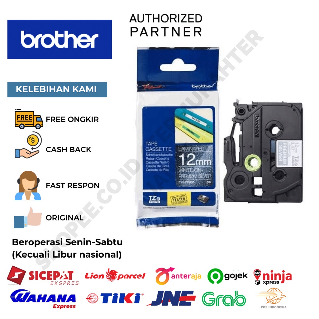 

BROTHER LABEL TZE-PR935 WHITE ON PREMIUM SILVER TAPE 12MMX4M TZEPR935