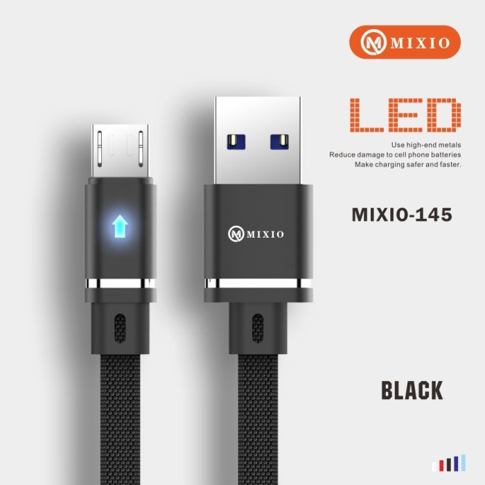 KABEL DATA MIXIO-145 Flat Lightning 3.1A Fast Charging LED INDIKATOR