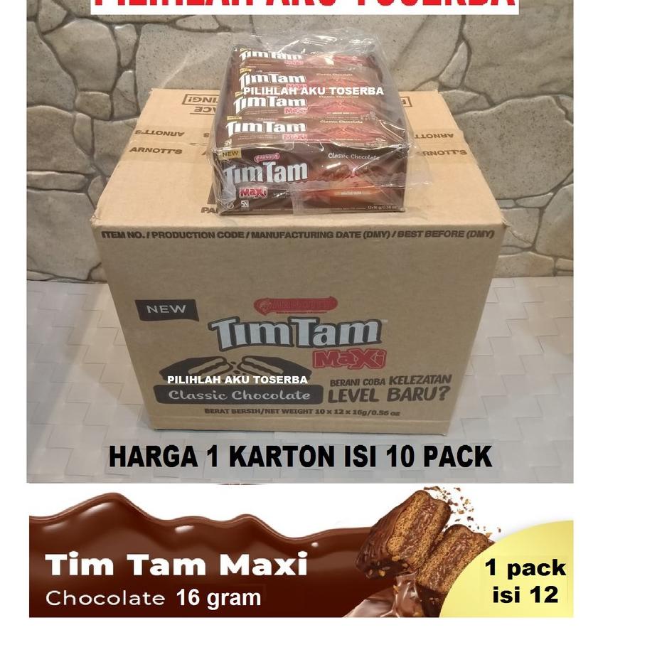 

BISA ✨COD✨ Tim Tam Maxi Classic Chocolate 16 gram, ( HARGA 1 KARTON ISI 10 PACK ) 