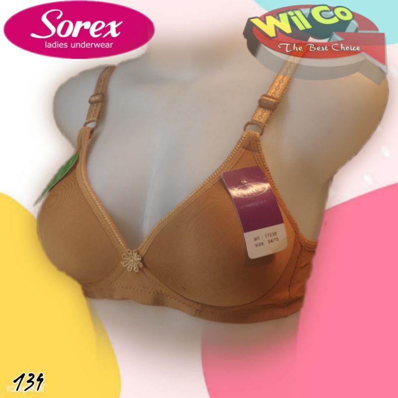 K134 - BRA WANITA SOREX BRA BUSA TANPA KAWAT CUP A/B SIZE 34-40 DUA KAIT