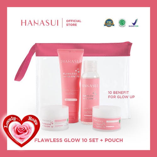 Hanasui Flawless Glow 10 Series | Day Cream Night Cream Cleanser Essence | Paket Flawless Glow 10 Set