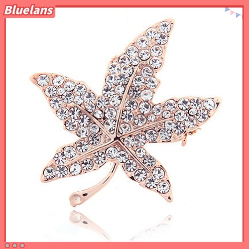 Bluelans Bros Pin Bentuk Daun Maple Aksen Berlian Imitasi Untuk Wanita