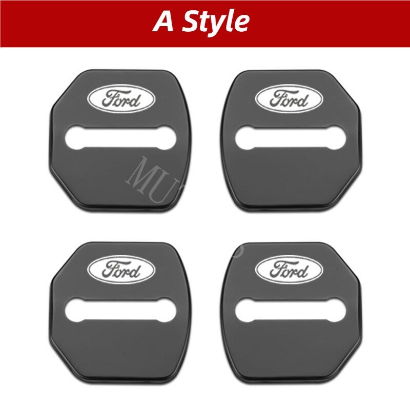 4pcs / Set Case Pelindung Kunci Pintu Mobil Ford Bahan Stainless Steel Untuk Fiesta Ranger Ecosport Focus