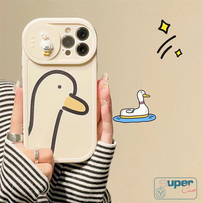 Soft Case TPU Motif Kartun Bebek 3D Untuk iPhone 11 XR 7 8 Plus 7Plus 8Plus 11 12 13 Pro MAX X XS MAX