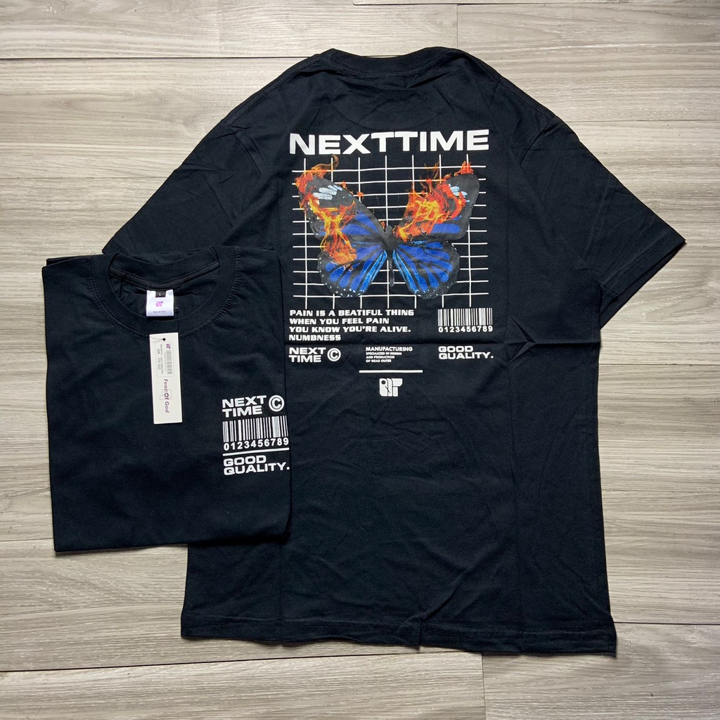 T-SHIRT / KAOS DISTRO MOTIF KUPU KUPU ORIGINAL BRAND NEXTTIME X SEVENKEY ARTIKEL BLUE BUTTERFLY