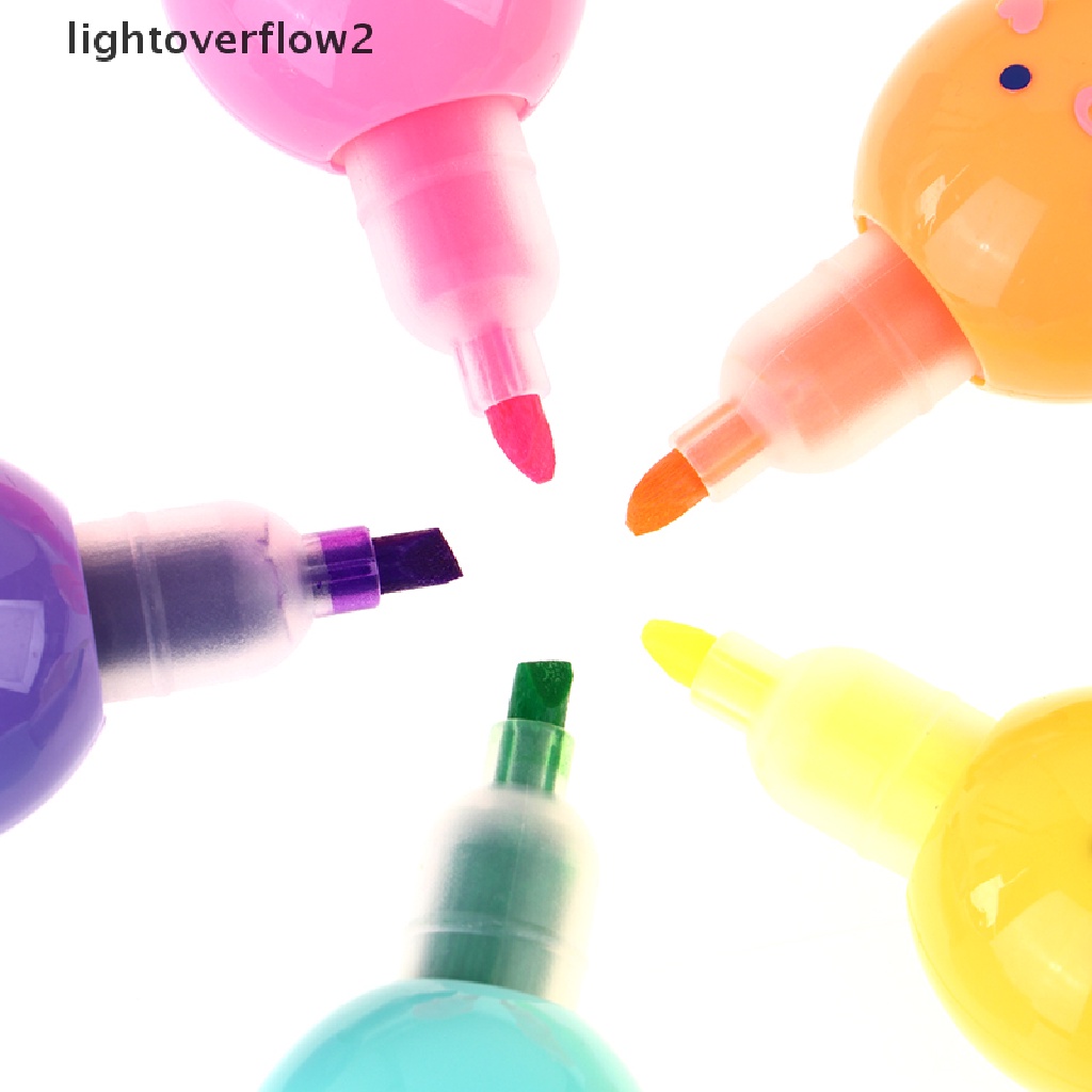 (lightoverflow2) Set Spidol Highlighter 5 Warna Bentuk Gurita (ID)