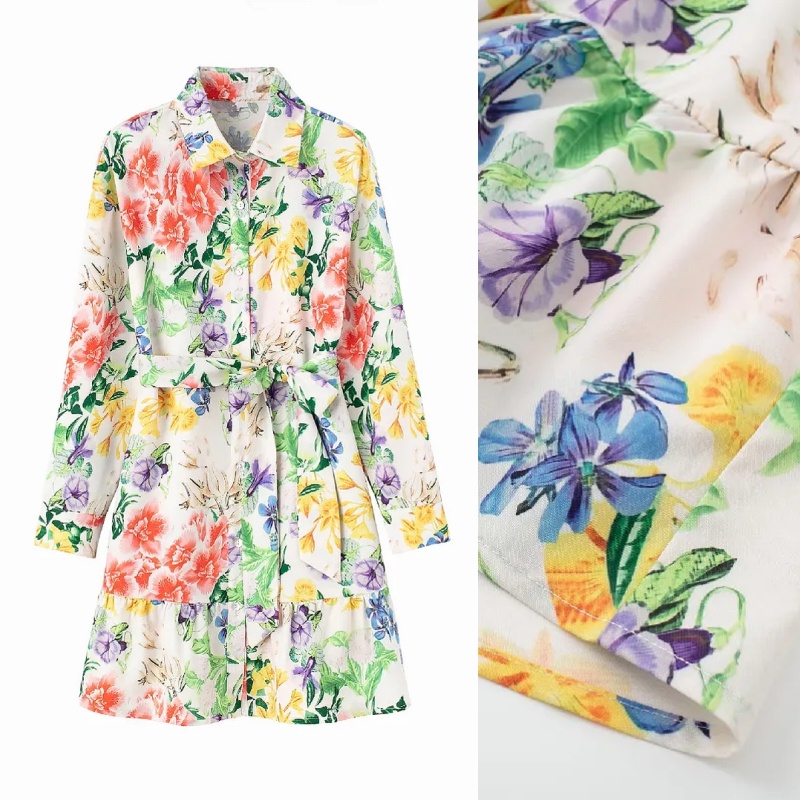 Dress Bunga Retro | Dress Bunga | Summer Dress 67909 - Retro Flower (XS,S,M,L)