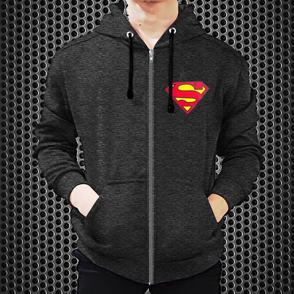 Jaket Resleting Superman / Jaket Dewasa / Jaket Distro / Jaket Diskon Bahan Fleece