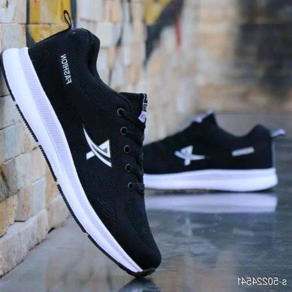 Sepatu Sneakers Pria casual BMX / Sepatu Fashion Sekolah Hitam Murah