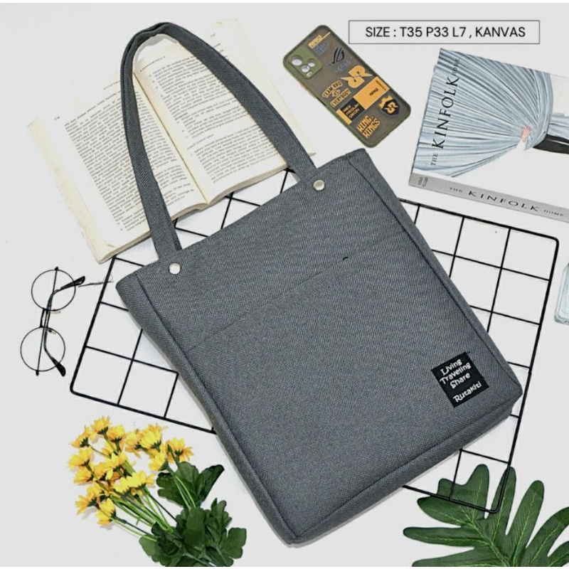 PRODUK BARU TAS WANITA REMAJA TOTEBAG KANVAS GONI KANTONG DEPAN / TAS BAHU FREE ONGKIR MODERN KEKINI