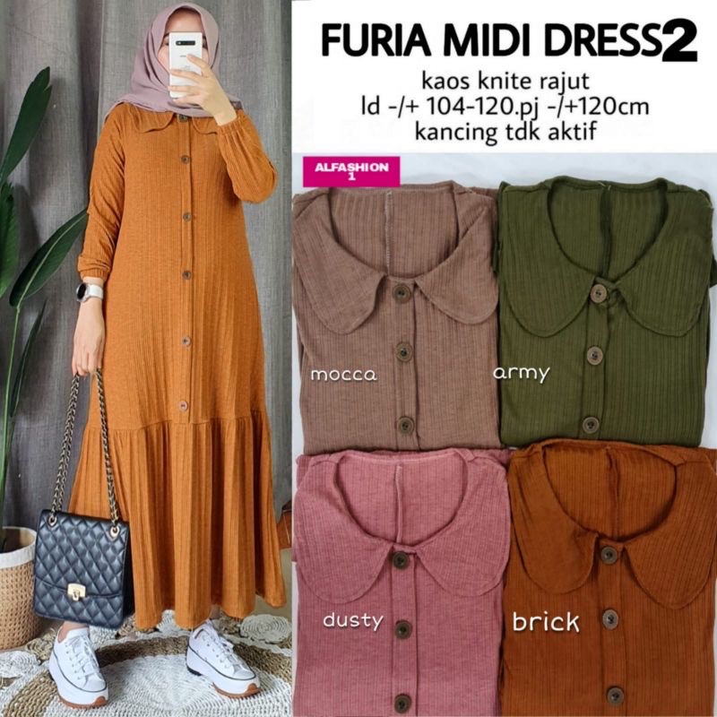 Furia Midi Dress - Midi Dress Kaos knite Rajut LD104+ / 383-6981