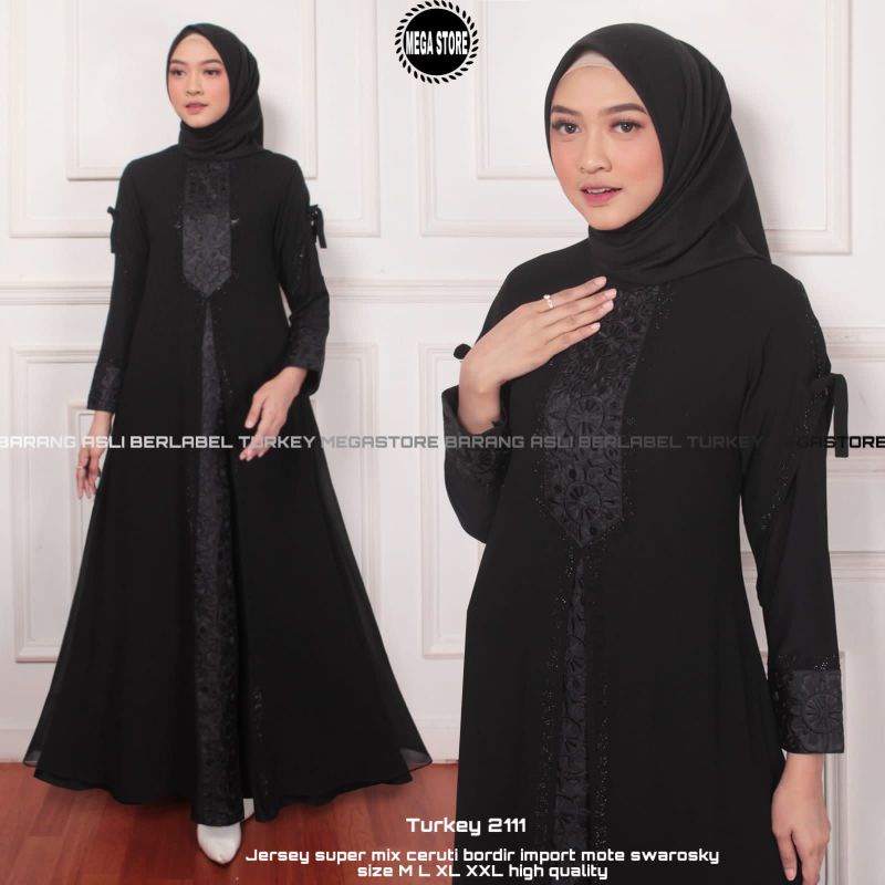 Turkey 2111 by mega store / gamis arabic / gamis abaya Turkey/ gamis abaya hitam polos