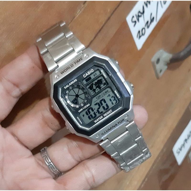 JAM TANGAN PRIA RANTAI CAS IO STANLIST RANTAI DIGITAL WATER RESIST