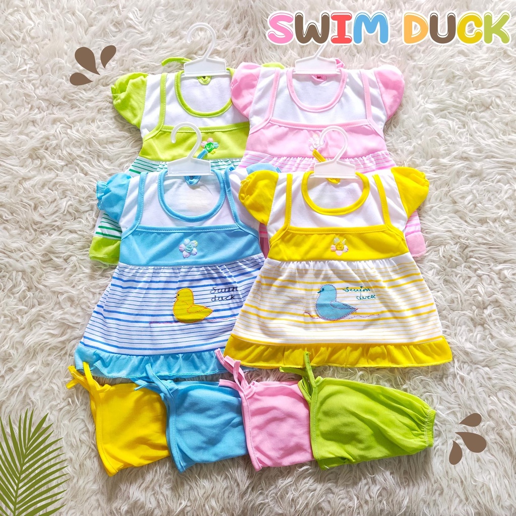 Setelan Ruffle Anak Bayi Perempuan Karakter Swim Duck / Setelan Bayi Perempuan / Setelan Anak Perempuan / Baju bayi Perempuan / Pakaian bayi Perempuan