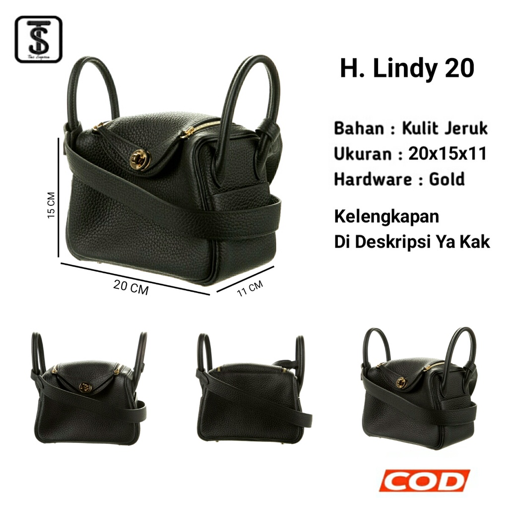 Tas 20Hermes Lindy Size 20 Hitam Premium | Tas Selempang & Bahu Wanita Import