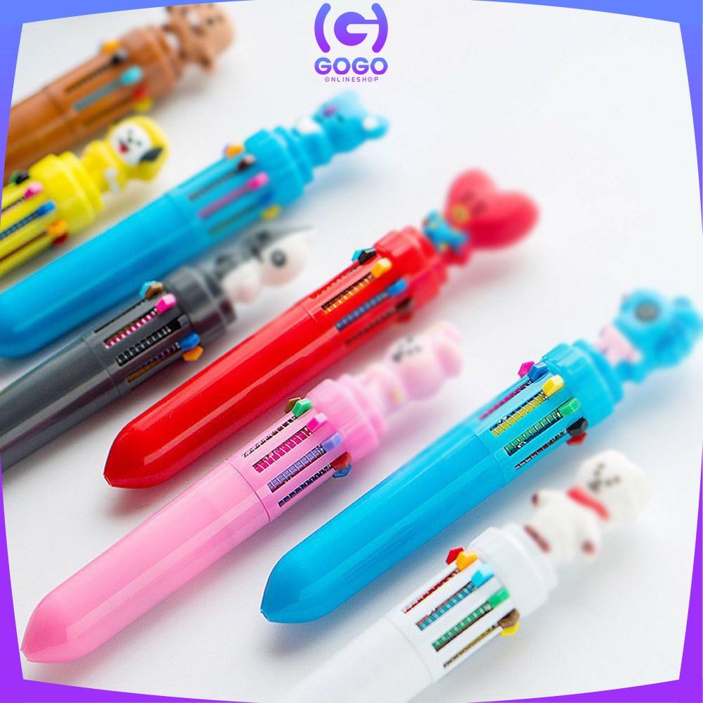 GOGO-A13 PENA BANGTAN BOYS Pulpen Kartun 10 Warna Pen Warna Warni Bolpoin Karakter Lucu