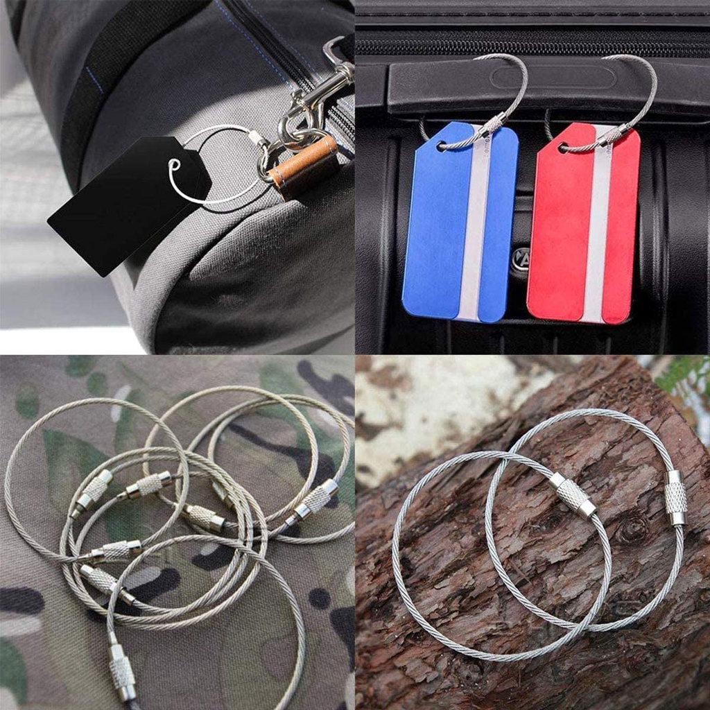 【20 PCS】Wire Key Ring Chain Stainless/Carabiner Wire Kunci/Carabiner Wire Key Ring/Wire Keyring Cable Stainless