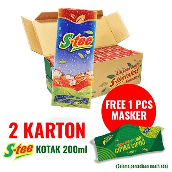 

✨COD✨ 2 Karton S-tee Kotak 200 ml Free 1 Pc Masker grosir