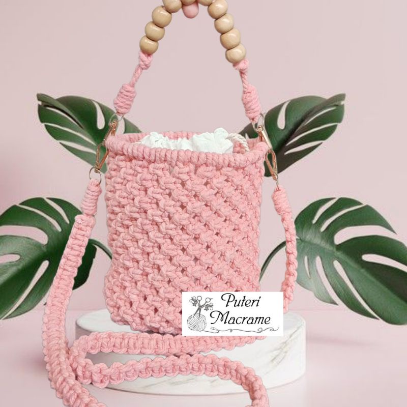 Tas Rajut Macrame Bucket Bag Aesthetic