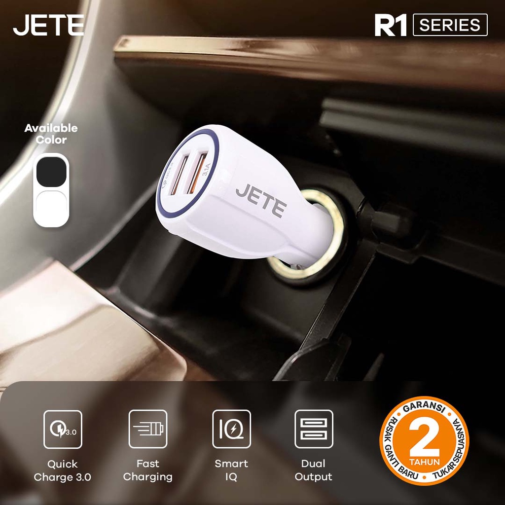 Car Charger | Charger Mobil  Fast Charging  Dual Output JETE R1 - Garansi 2 Tahun