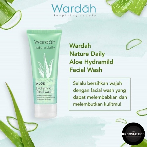 Wardah Nature Daily Aloe Hydramild Facial Wash - Gel pembersih wajah 60 ml 100 ml