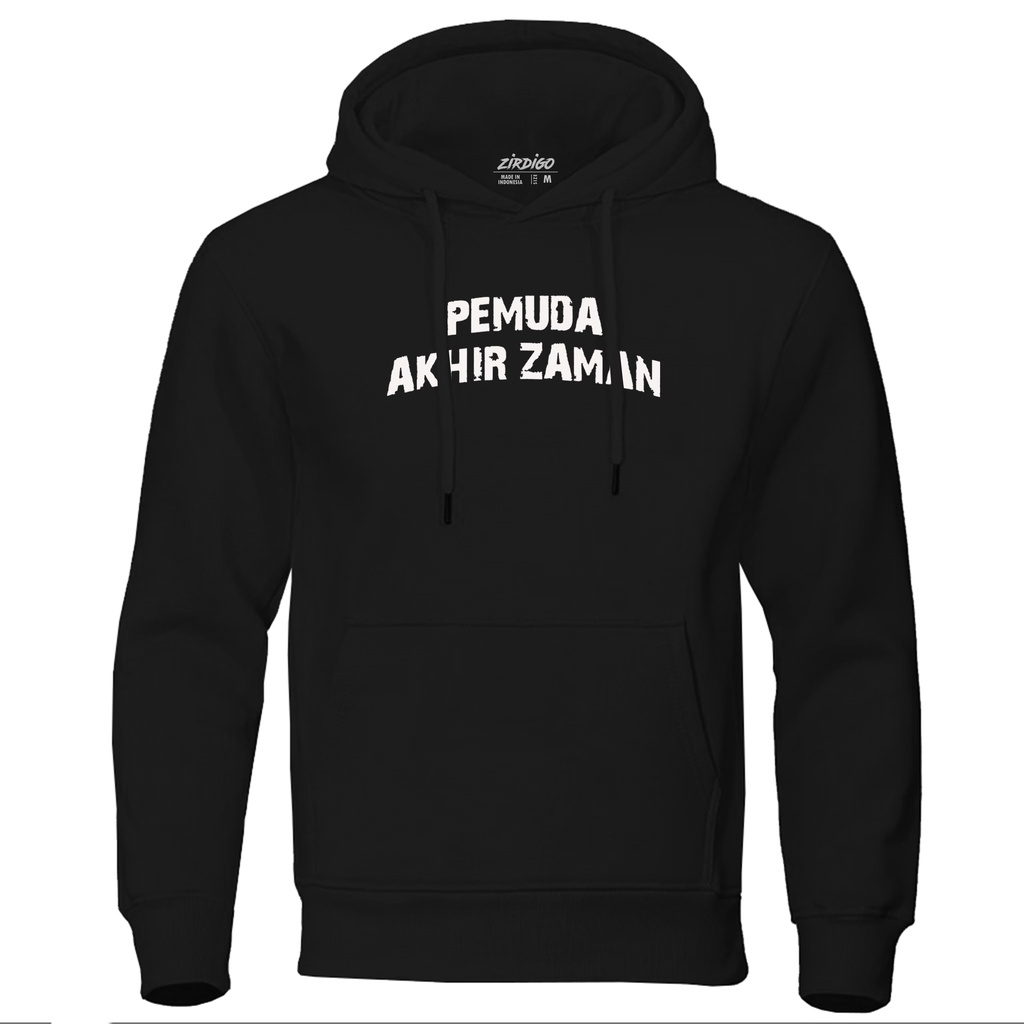 COD Sweater Hoodie Distro Pemuda Akhir Zaman Text Putih Premium Quality Sablon Printing Hoodie Pria &amp; Wanita Hoodie Gambar Hoodie Termurah Terlaris