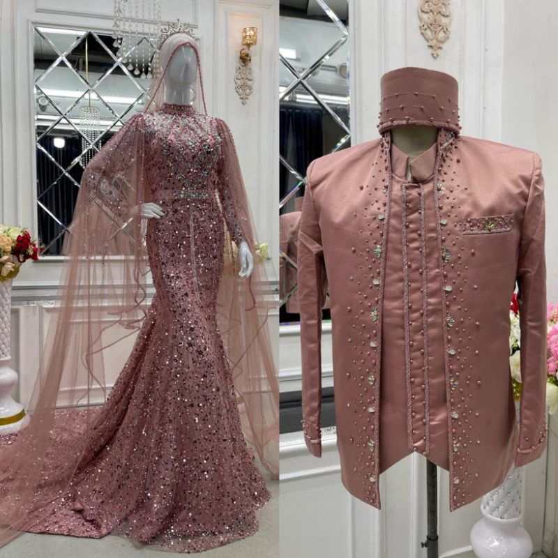 TERBARU//KEBAYA AKAD KOMPLIT TERMURAH//COUPLE SET DUYUNG PREMIUM BEREKOR //BESKAP//KEBAYA