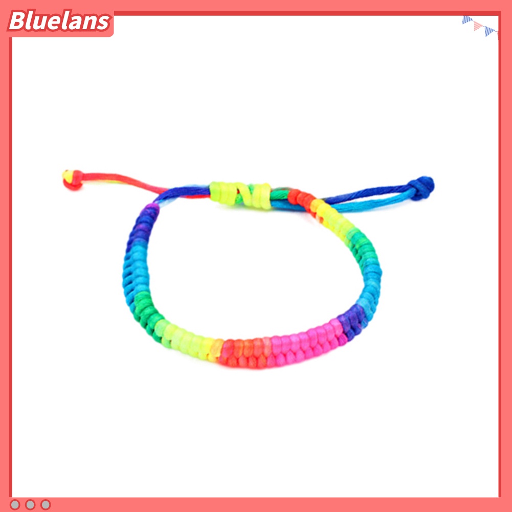 Gelang Anyaman Warna-Warni Pelangi Fluorescent Untuk Wanita