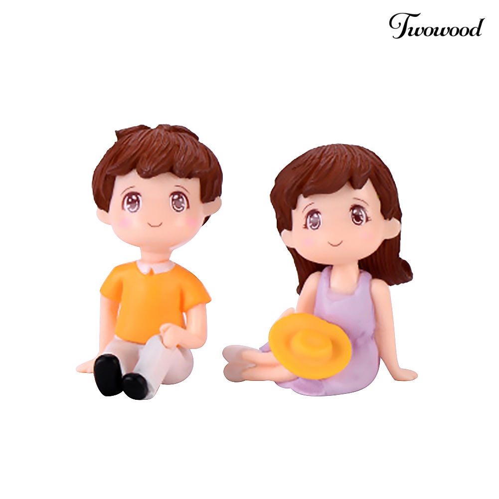 2 Pcs Ornamen Figure Mini Model Anak Laki-Laki Dan Perempuan Untuk Dekorasi