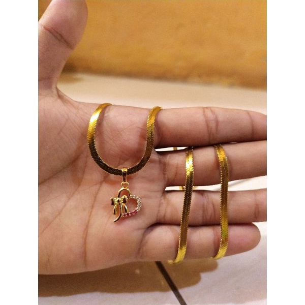 Kalung Gepeng Kilat high Quality Dengan Liontin Yaxiya Jewelry