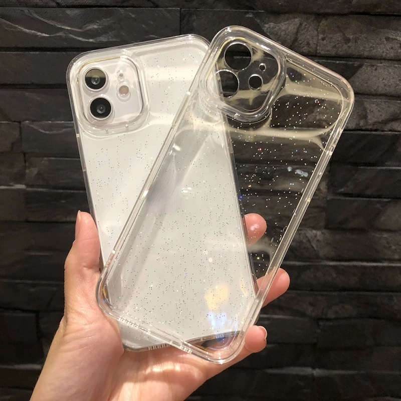 Soft Case Silikon Transparan Glitter Warna Permen Untuk iPhone 14 Pro Max 13 11 12 Pro 12 Mini X XR XS Max SE 2020 7 8 Plus 6 6s