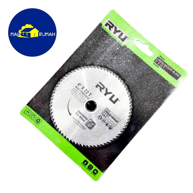 Mata Gerinda Gergaji Potong Kayu Triplek CIRCULAR SAW BLADE - RYU TEKIRO 4&quot; 4 inch x 72T