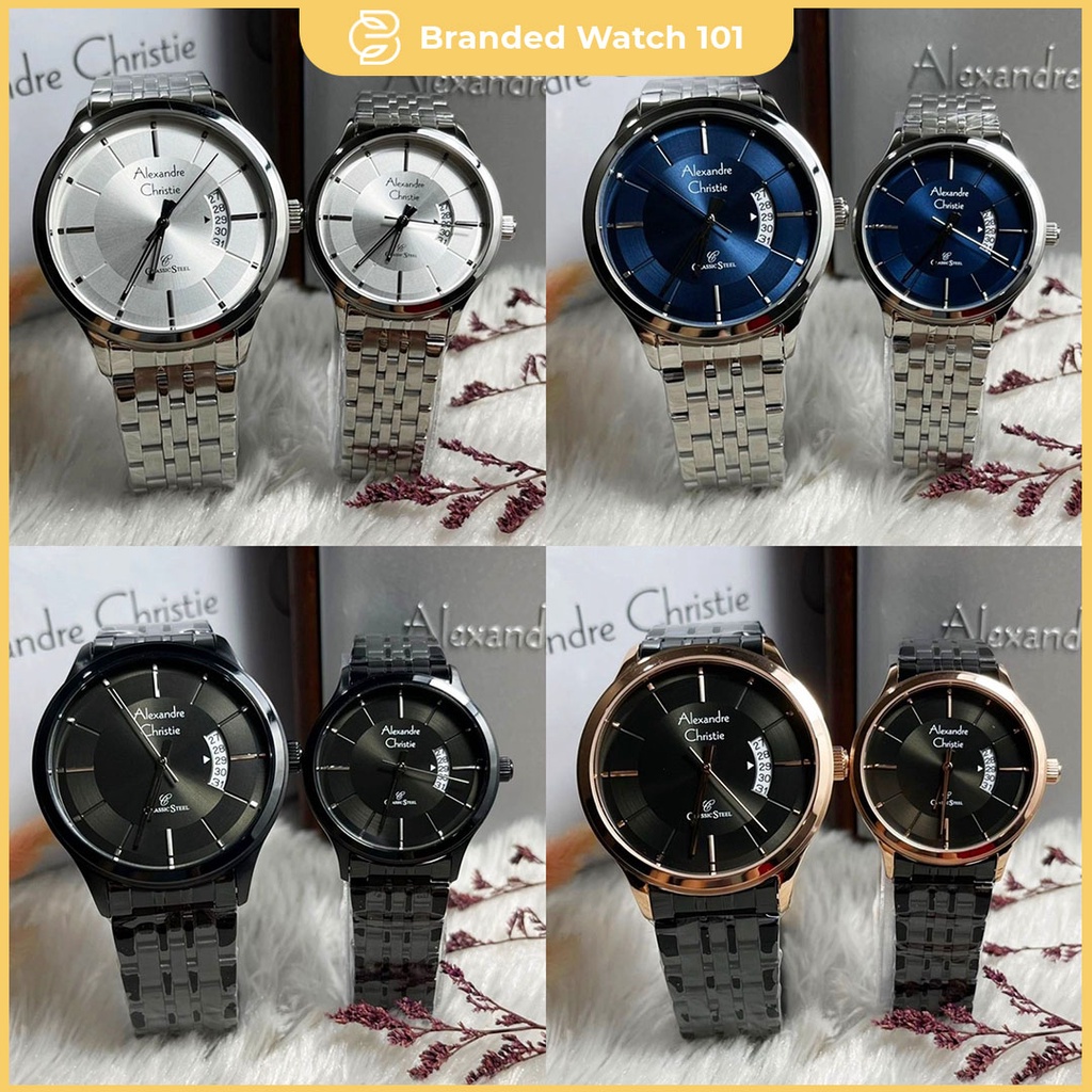 ORIGINAL Jam Tangan Pria &amp; Wanita Alexandre Christie AC 8678 / AC8678 / 8678 Garansi Resmi 1 Tahun, Stainless