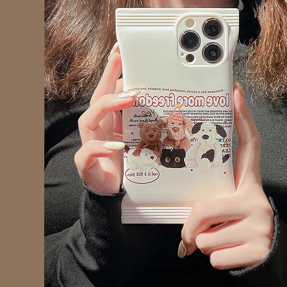 Ins Soft Case Silikon Transparan Motif Kartun Beruang / Anjing Untuk Iphone 14 11 12 13 PRO MAX