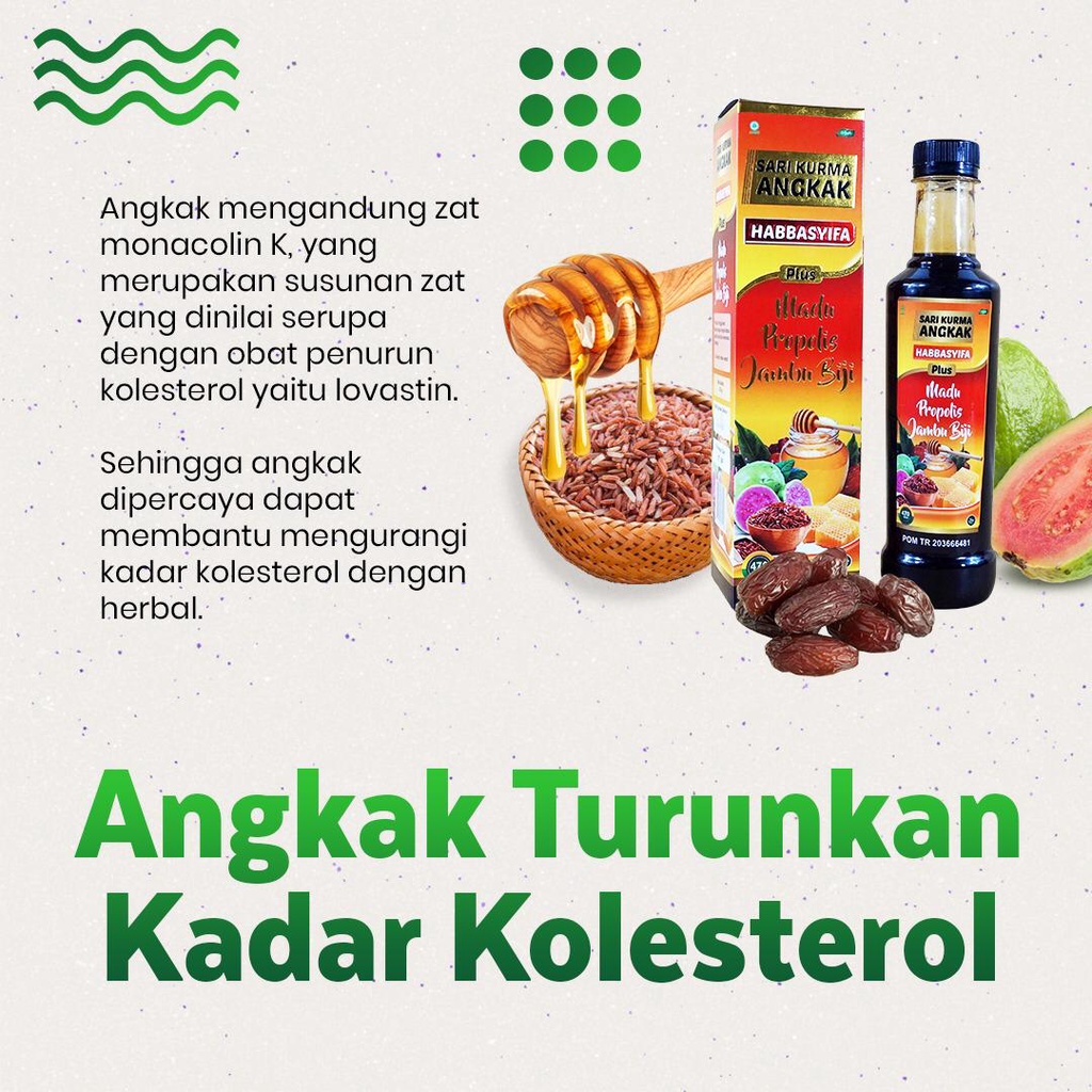 

Sari Kurma Angkak Habbasyifa , Sarikurma Madu Angkak plus Propolis dan Jambu Biji