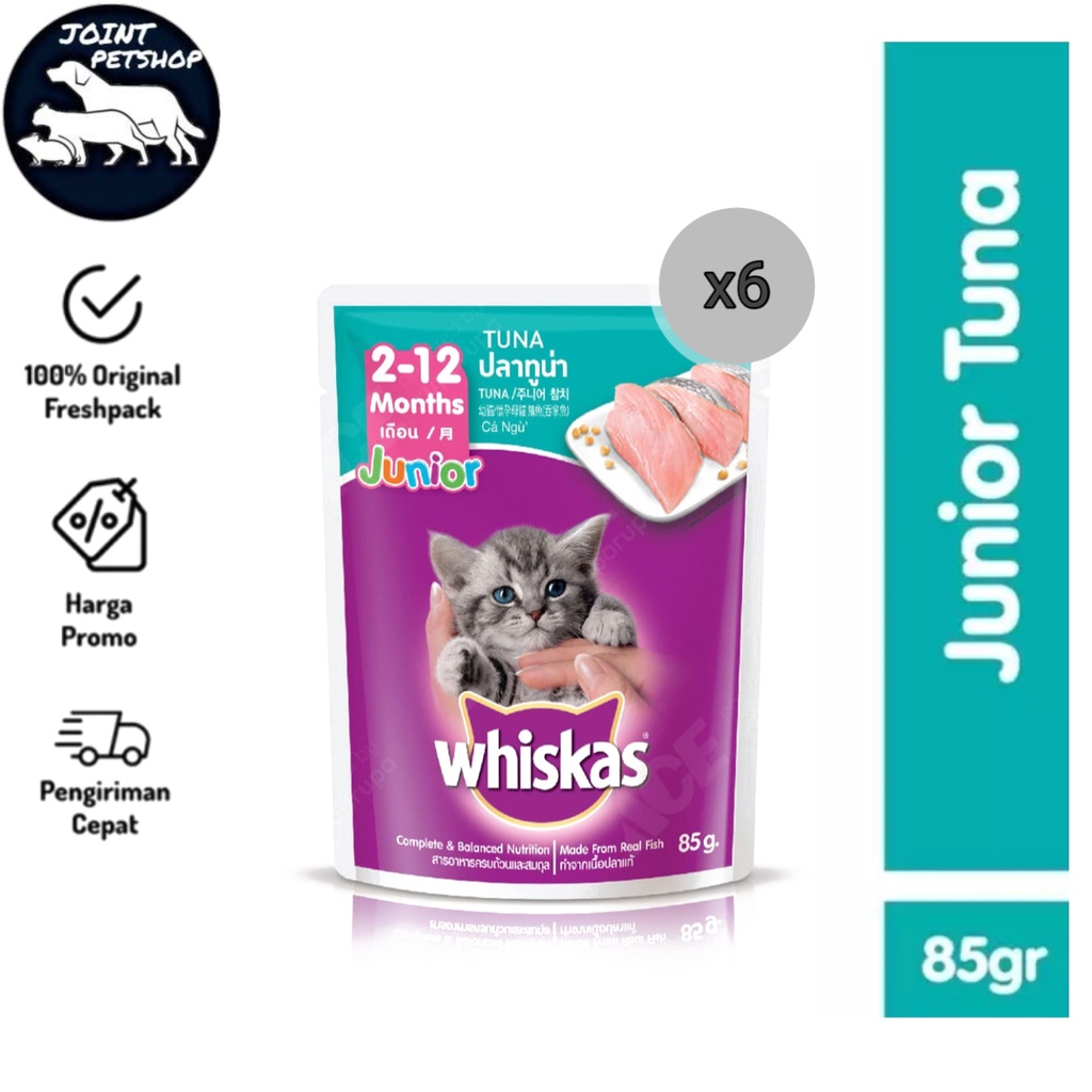 Jual (6pics) Whiskas sachet tuna junior 85g makanan kucing sachet